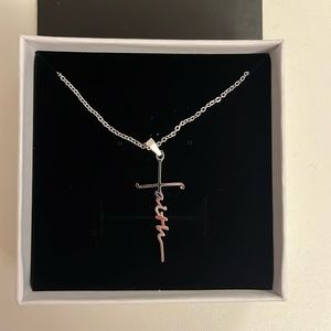 silver faith cross necklace